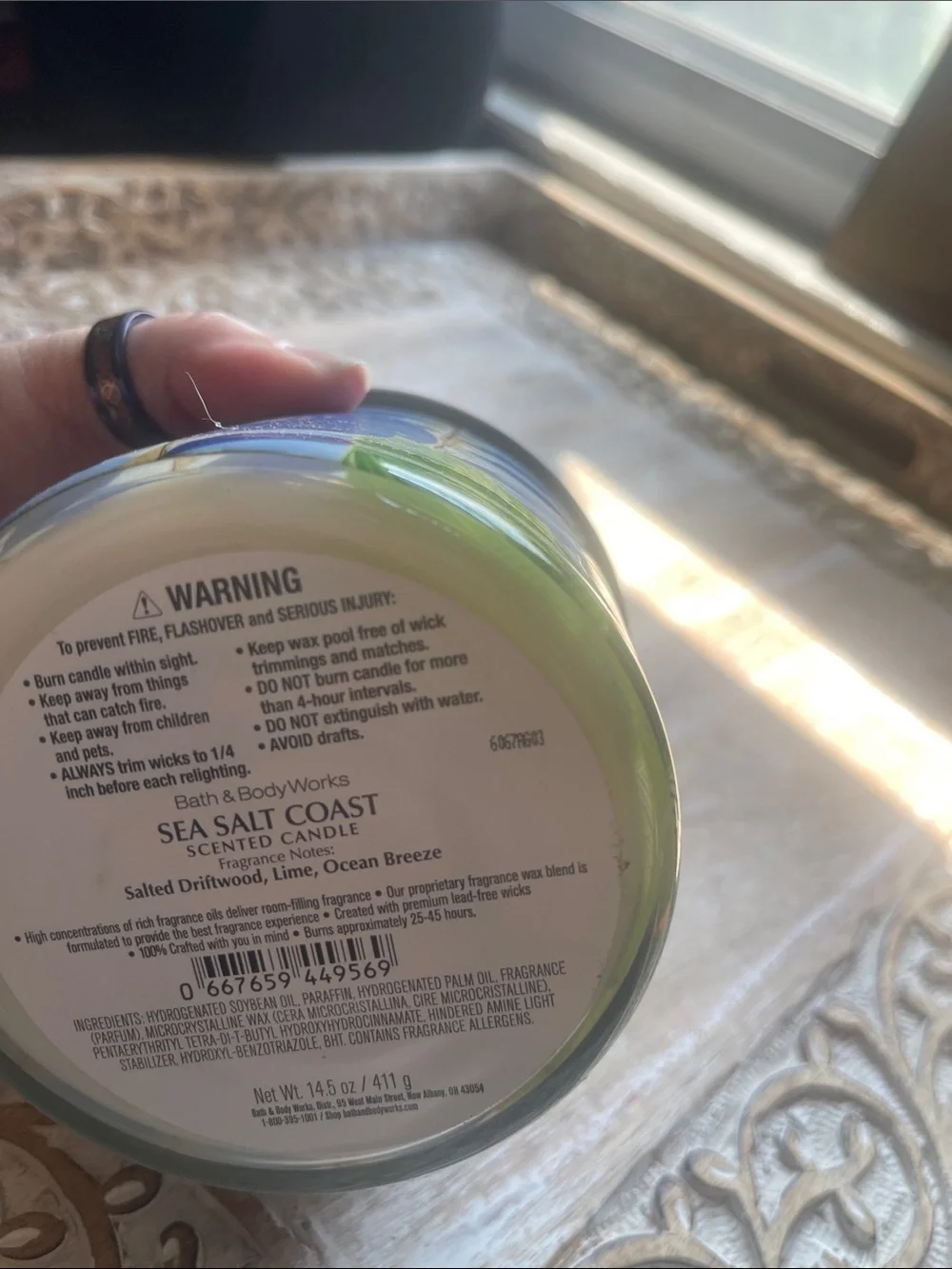 Bath & Body Works Sea Salt Coast 3-Wick Candle - Blue & Gold